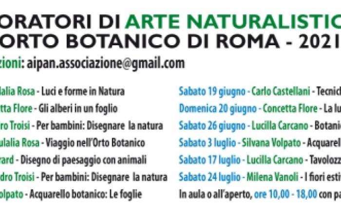 Laboratori di arte naturalistica dell'Aipan all'Orto Botanico di Roma. Dal 9 maggio al 24 luglio 2021